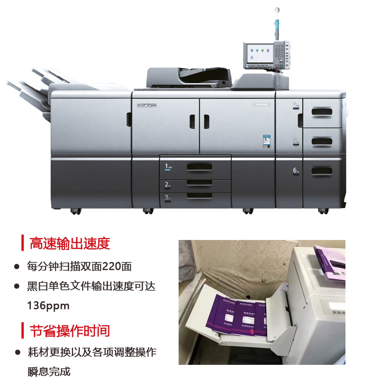 理光生產(chǎn)型打印機高速、效率